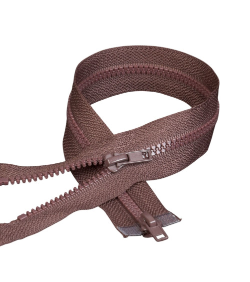 Brown separable mouth-to-mouth injected zipper