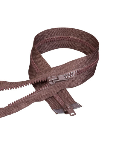 Cremallera inyectada boca a boca separable marrón