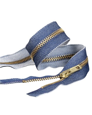 Fermeture à glissière jeans séparable jean foncé or