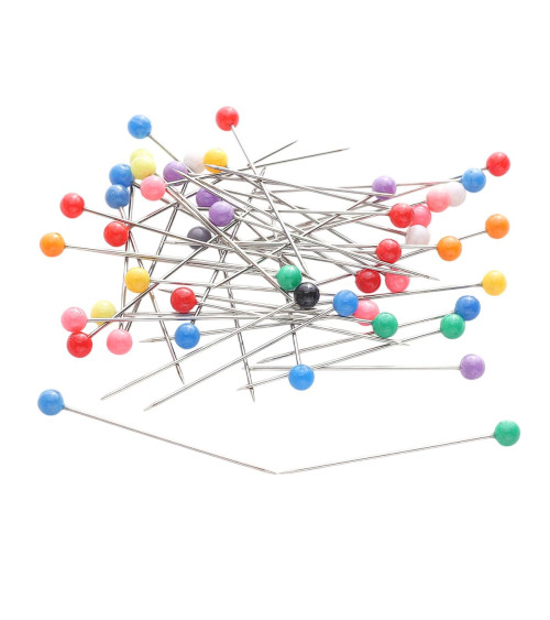 Box of 100 colored head pins 38mm multicolor