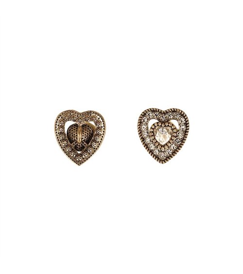 Bouton coeur strass blanc