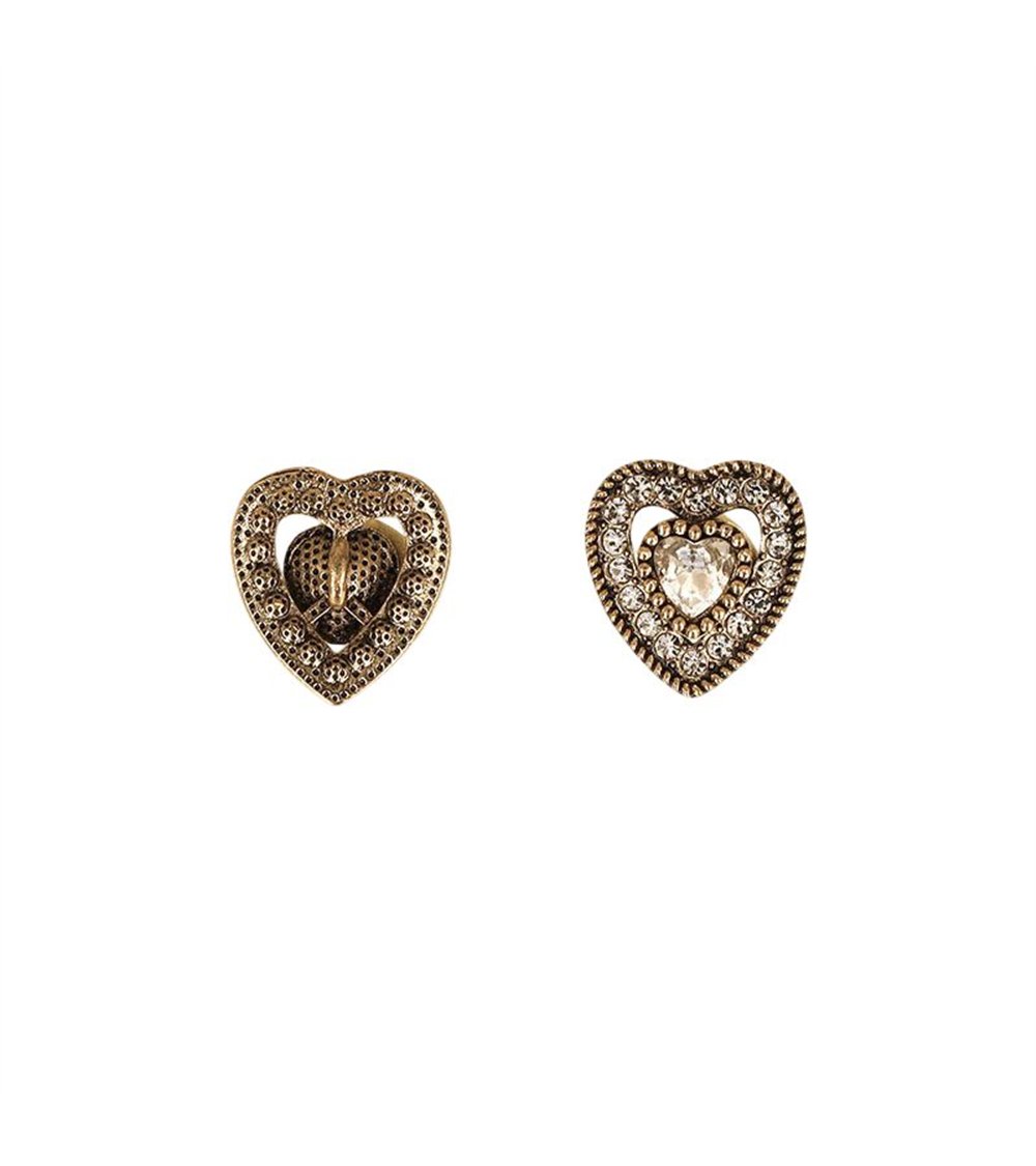 Bouton coeur strass blanc