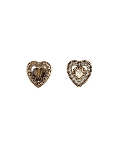 Bouton coeur strass blanc