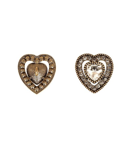 Bouton coeur strass blanc