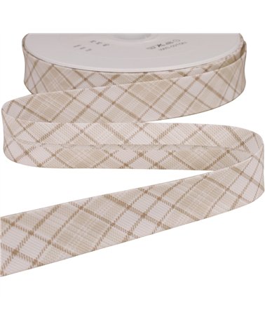 Bobine 25m biais écossais pastel 25mm beige