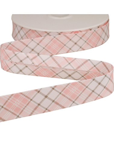 Bobina da 25 m in sbieco scozzese pastello da 25 mm rosa chiaro