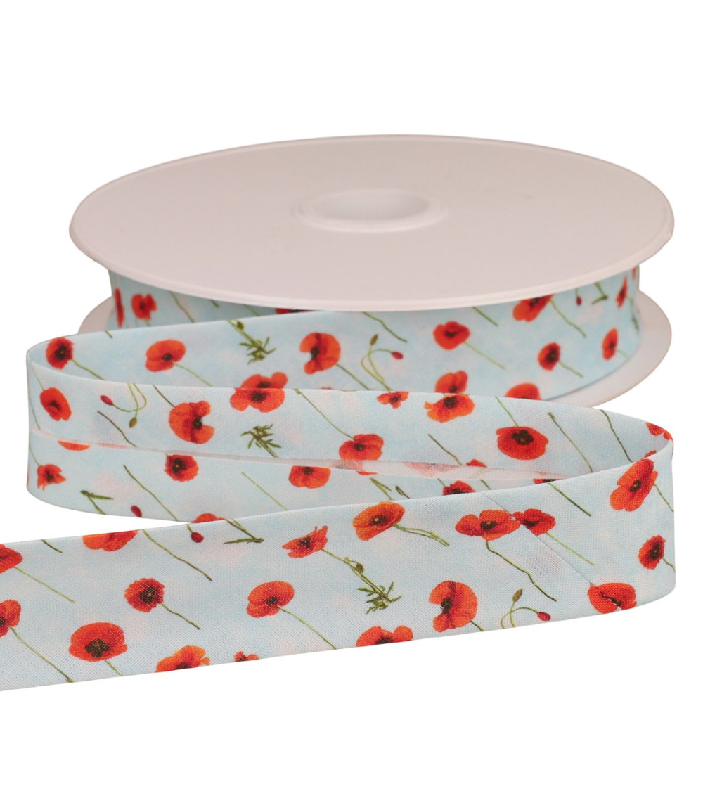 25m reel bias poppies 25mm water blue