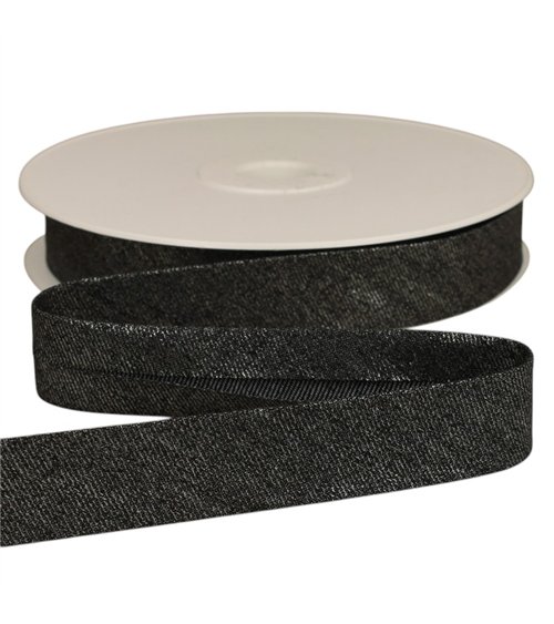 20m reel metallic denim bias tape 25mm black