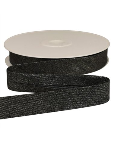 20m reel metallic denim bias tape 25mm black