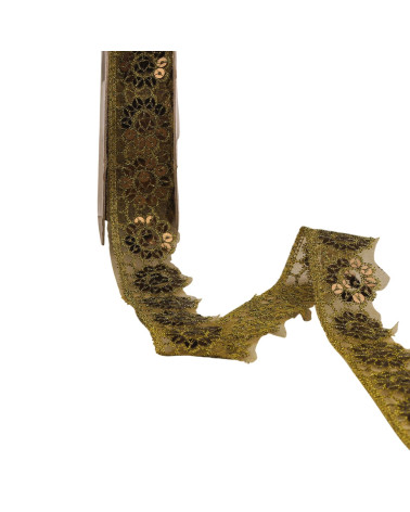 Bobina di pizzo glitterato da 10 m da 30 mm marrone caffè