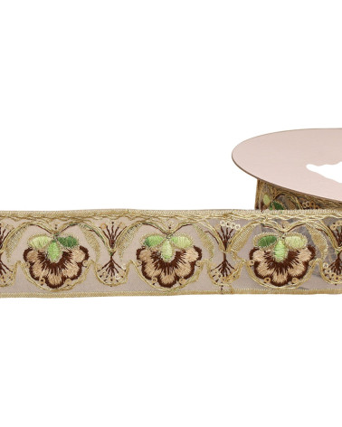 10-m-Spule mit ethnisch besticktem Zopf, 40 mm, Kaffeebraun