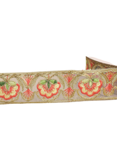 10-m-Spule mit ethnisch besticktem Zopf, 40 mm, Lachsorange