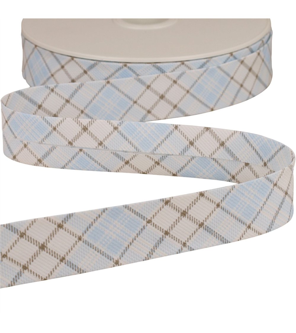 Biais écossais pastel bleu clair 25mm au mètre