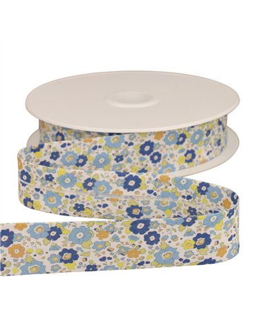 Biais fleurettes bleu lavande 25mm au mètre