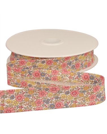 Biais fleurettes rose clair 25mm au mètre