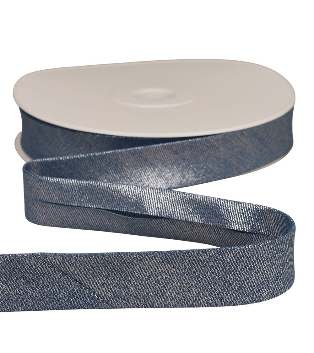 Biais jean metallisé bleu lavande 25mm au mètre
