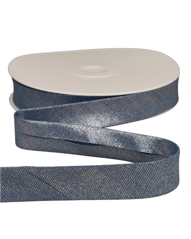 Biais jean metallisé bleu lavande 25mm au mètre