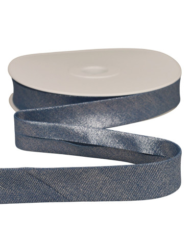 Lavendelblaues Metallic-Denim-Schrägband, 25 mm pro Meter