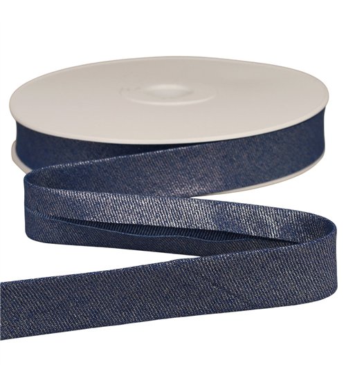 Biais jean metallisé bleu marine 25mm au mètre