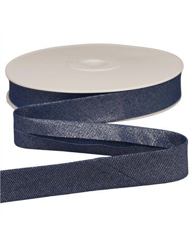Biais jean metallisé bleu marine 25mm au mètre