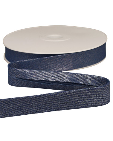 Sbieco in denim metallizzato blu navy da 25 mm al metro