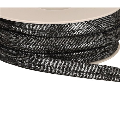 Passepoil dépassant jean metallisé noir 12mm au mètre
