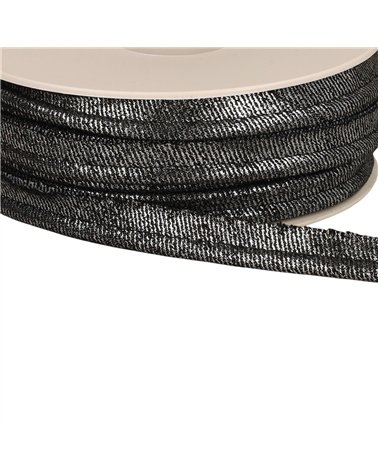 Passepoil dépassant jean metallisé noir 12mm au mètre