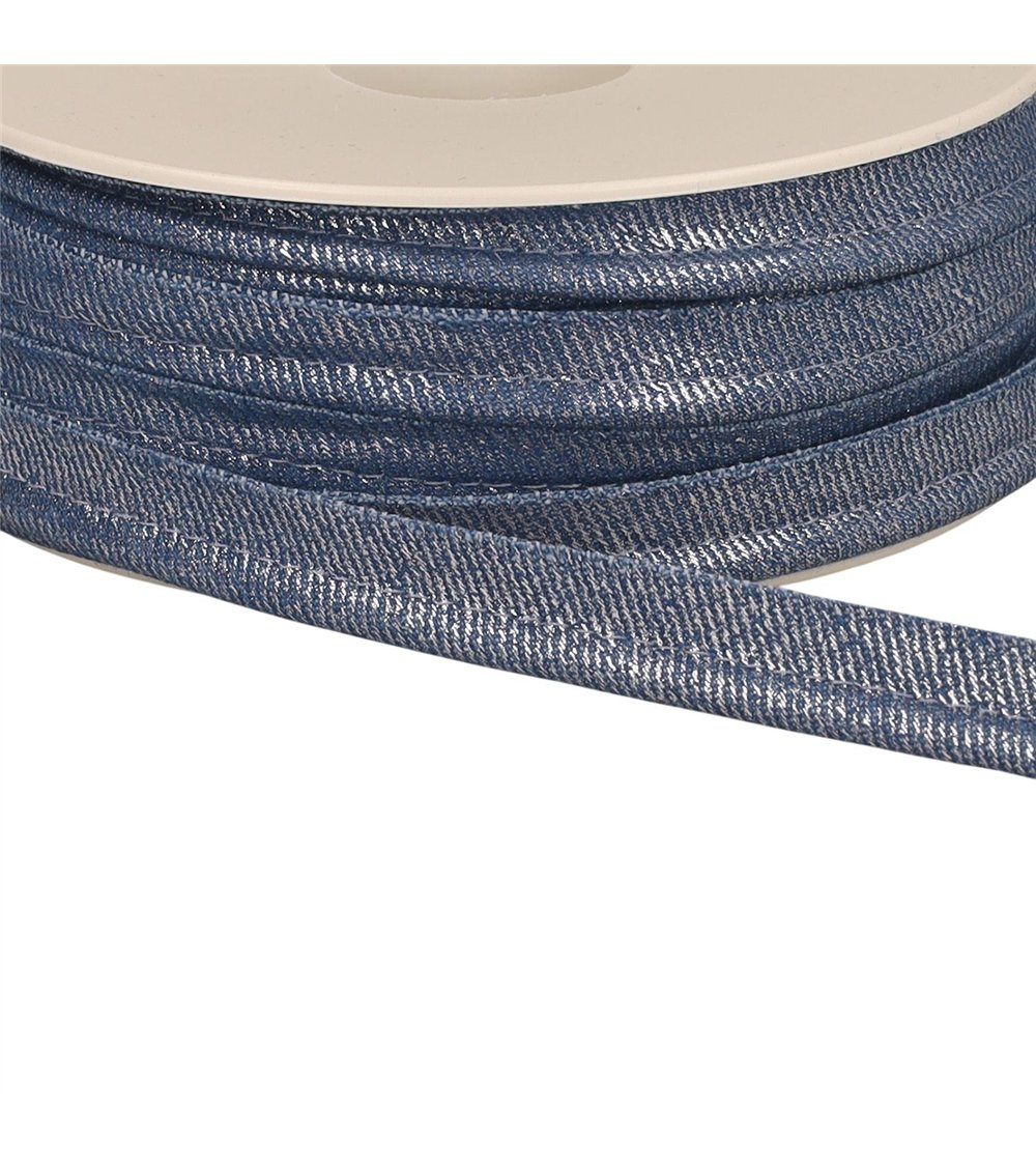 Passepoil dépassant jean metallisé bleu lavande 12mm au mètre