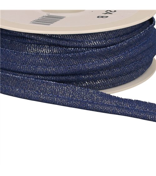 Passepoil dépassant jean metallisé bleu marine 12mm au mètre