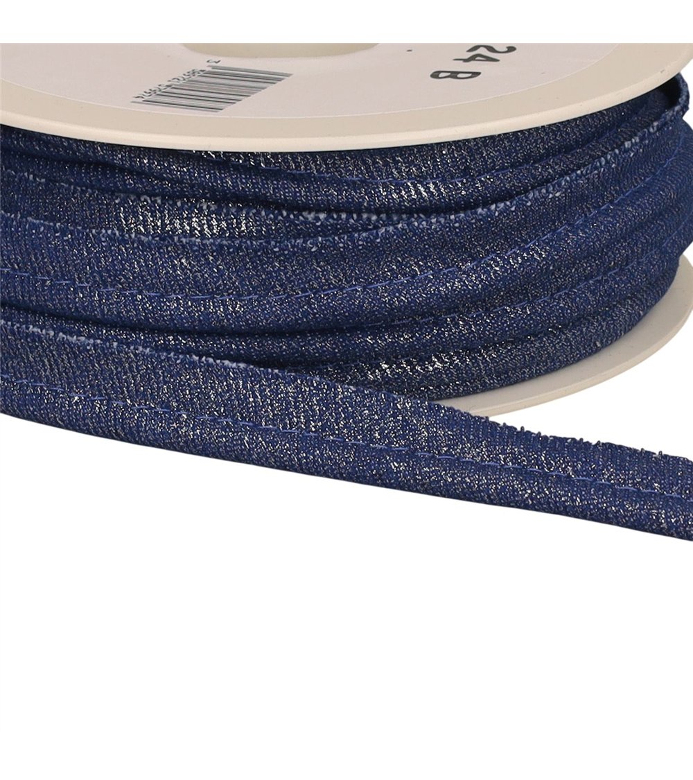 Passepoil dépassant jean metallisé bleu marine 12mm au mètre