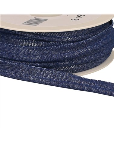 Passepoil dépassant jean metallisé bleu marine 12mm au mètre