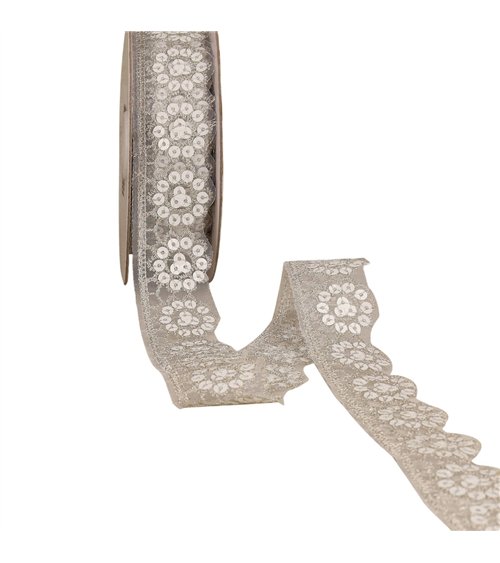 Dentelle pailletée blanc 30mm au mètre