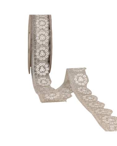 Dentelle pailletée blanc 30mm au mètre