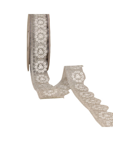 White glitter lace 30mm per meter