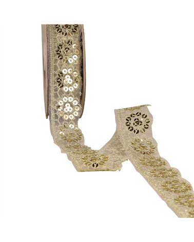 Dentelle pailletée or 30mm au mètre