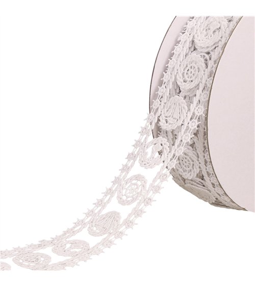 Bobine 14m guipure thème marin blanc