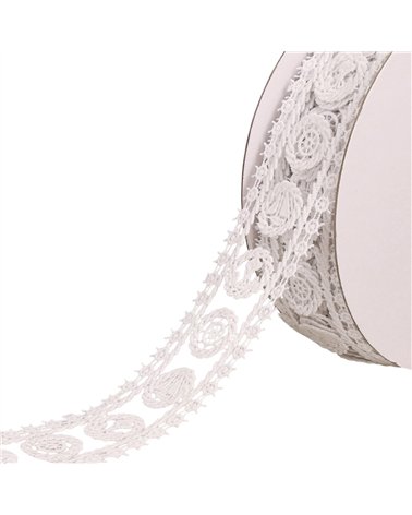 Bobine 14m guipure thème marin blanc