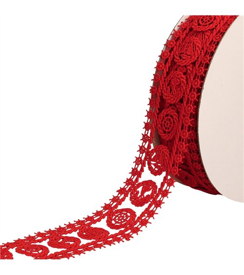 Bobine 14m guipure thème marin rouge