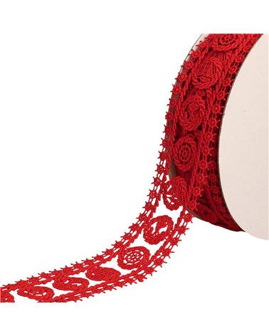 Bobine 14m guipure thème marin rouge