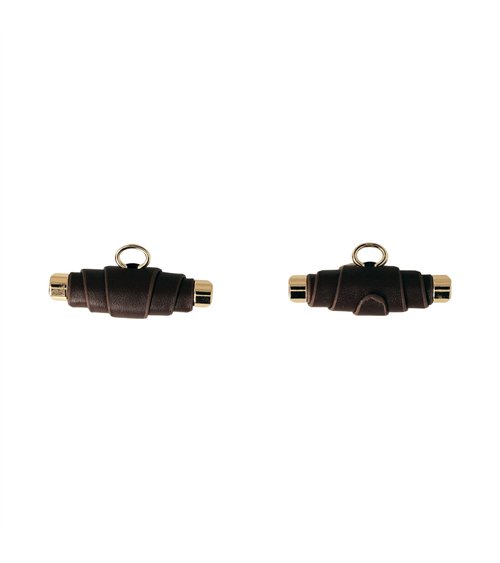 Bouton buchette simili cuir 48mm marron