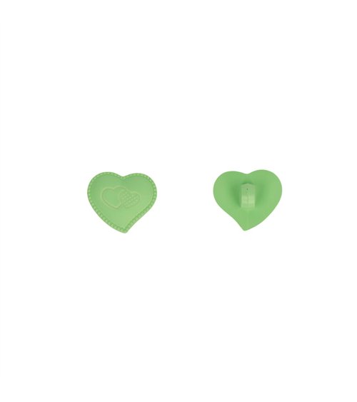 Bouton coeur culot 17mm vert saule