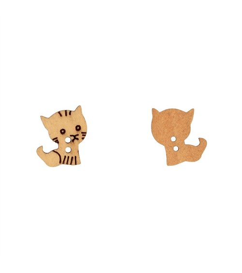 Bouton en bois découpé chaton 10mm x 14mm
