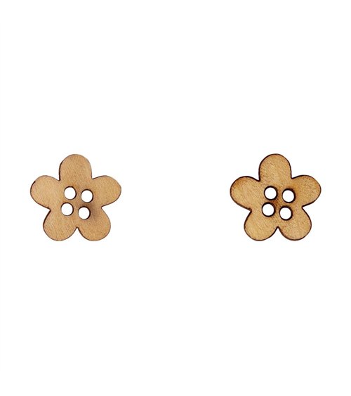 Bouton en bois découpé fleur 14mm x 14mm