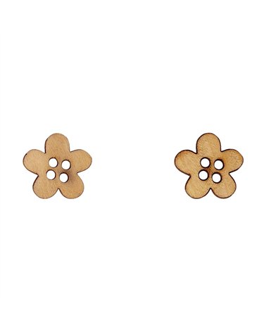 Bouton en bois découpé fleur 14mm x 14mm