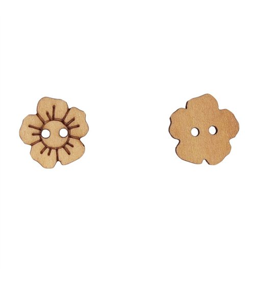Bouton en bois découpé fleur 14mm x 14mm