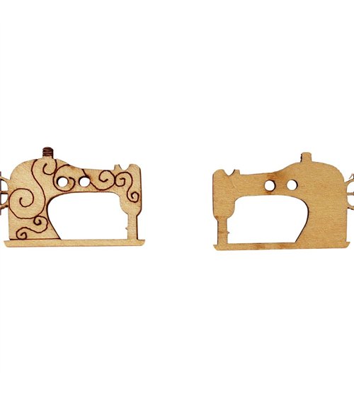 Bouton en bois découpé machine à coudre 17mm x 5mm