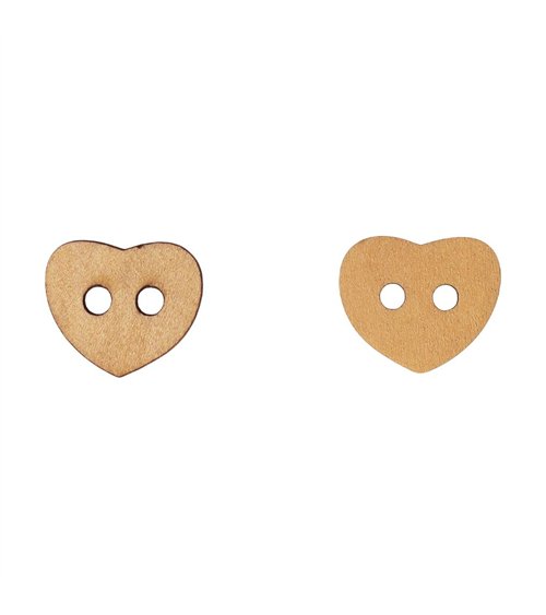 Bouton en bois découpé coeur 16mm x 18mm