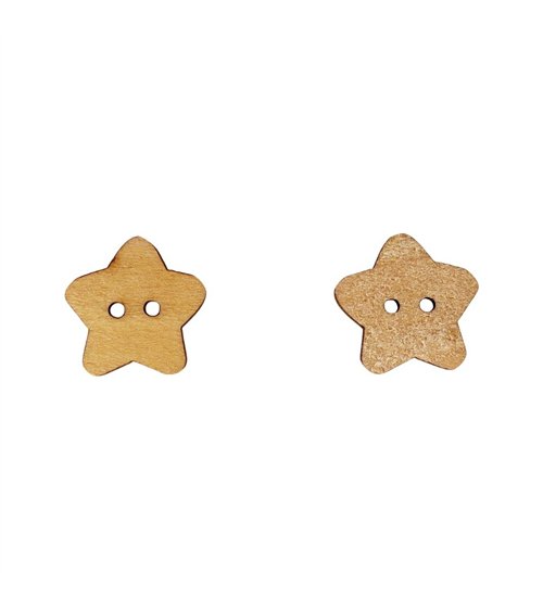 Bouton en bois découpé étoile 15mm x 15mm