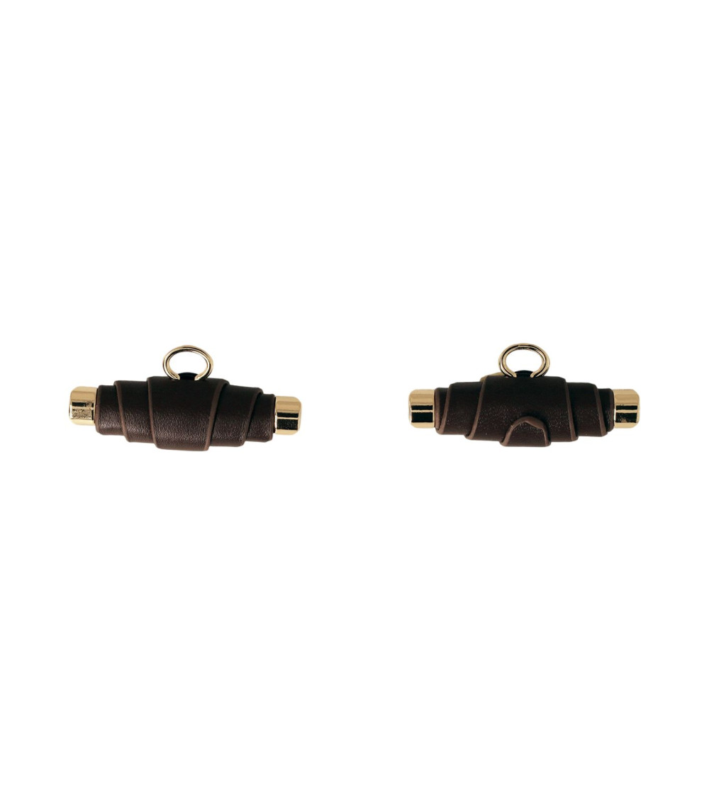 Lot de 6 boutons buchette simili cuir 48mm marron