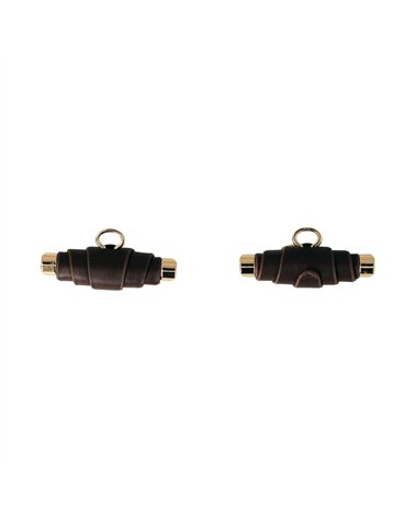 Lot de 6 boutons buchette simili cuir 48mm marron